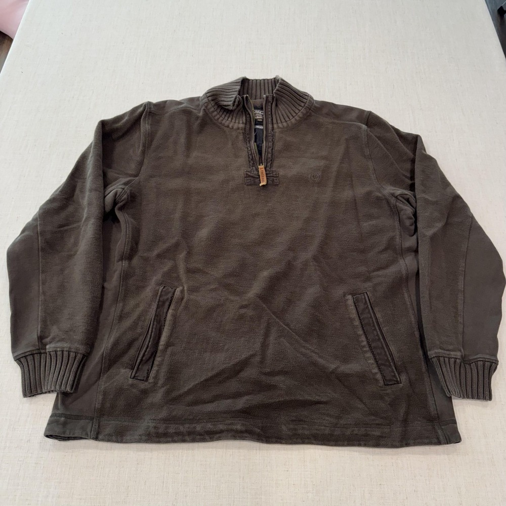 FatFace Sweatshirt Mens XL Brown 1/4 Zip Fleece Mock Neck Pockets Pullover
